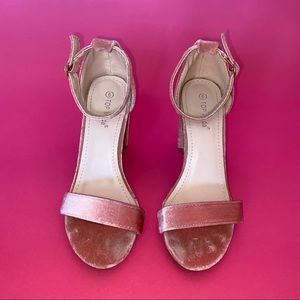 TOPSHOP pink velvet strappy heels